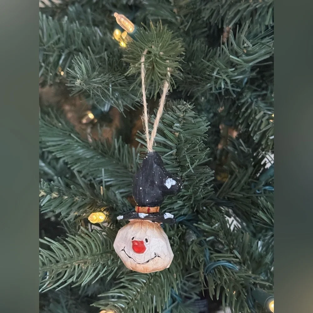 Vintage 1980’s Charming Snowman Ornament with Black Hat